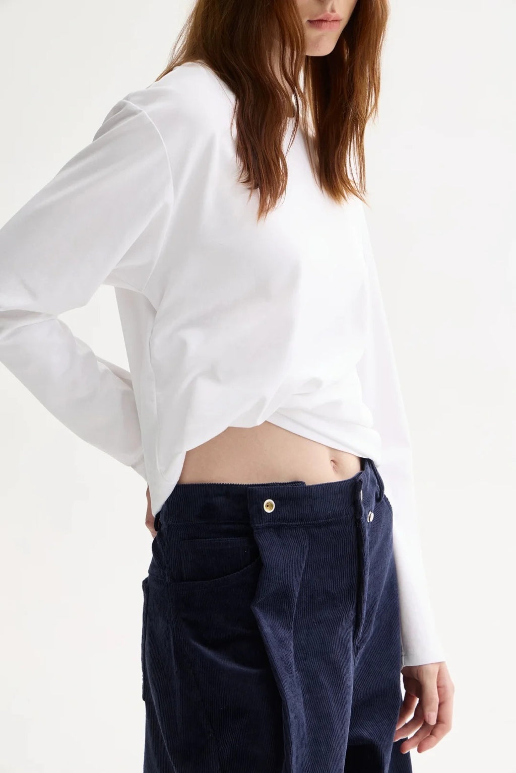 White long-sleeved cotton top