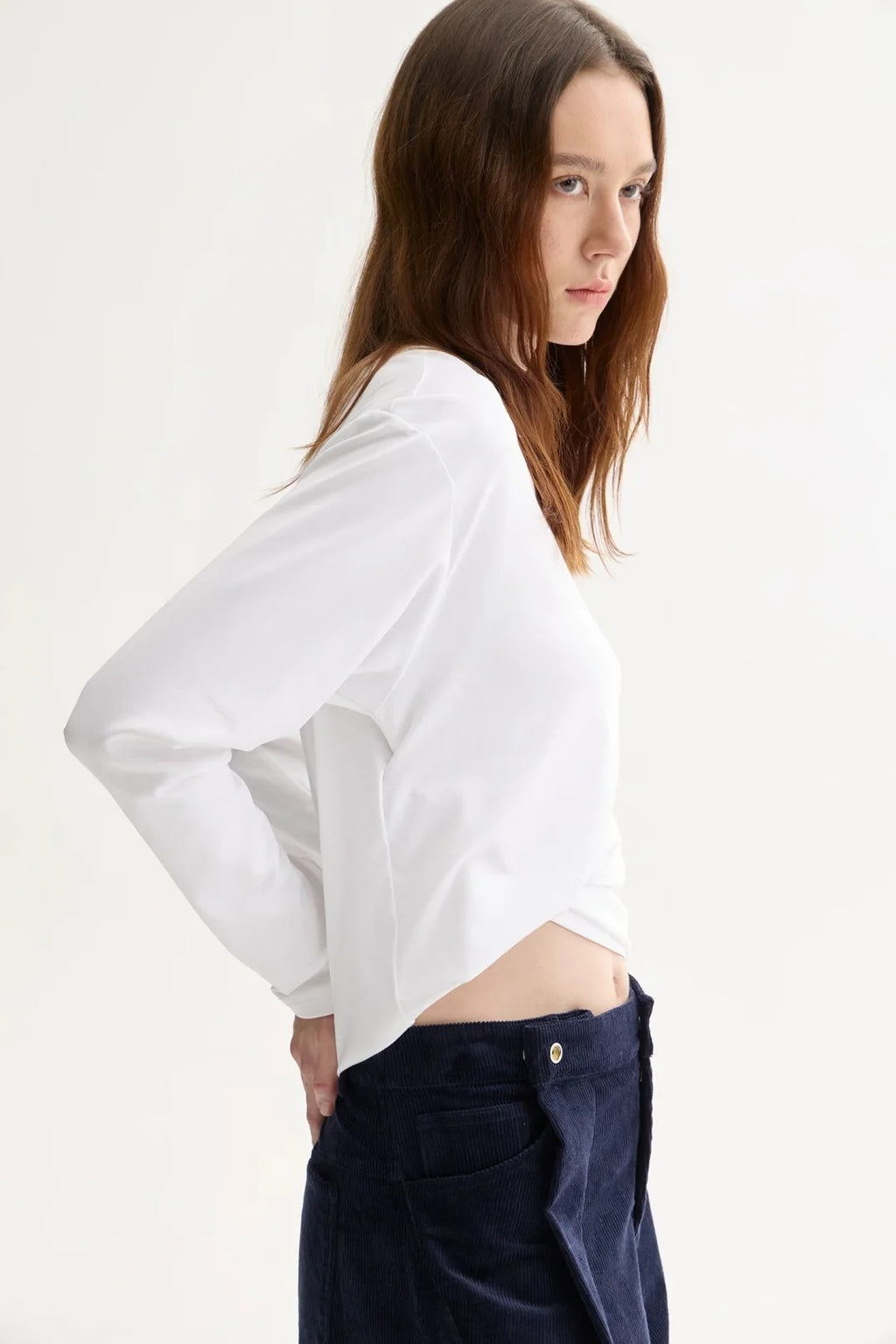 White long-sleeved cotton top