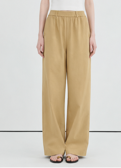 Khaki loose-fitting straight-leg wide-leg casual pants