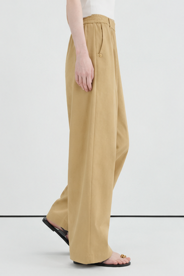 Khaki loose-fitting straight-leg wide-leg casual pants