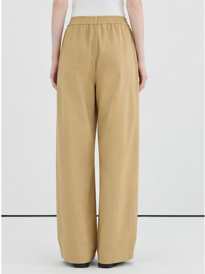 Khaki loose-fitting straight-leg wide-leg casual pants